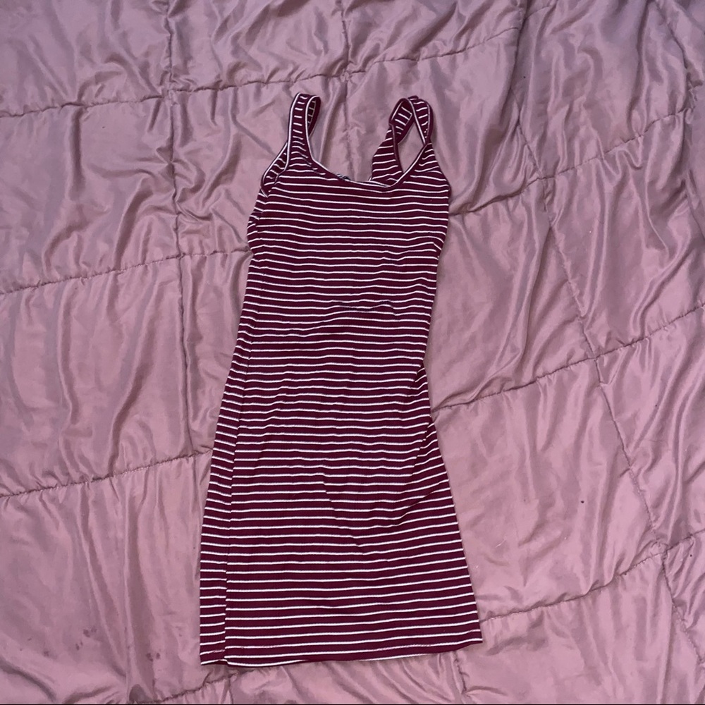 Burgundy striped dress